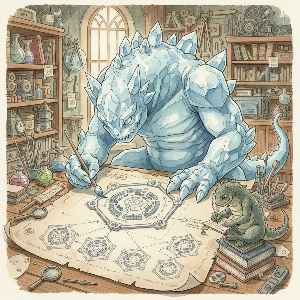 クロワが設計図を各街に送る場面