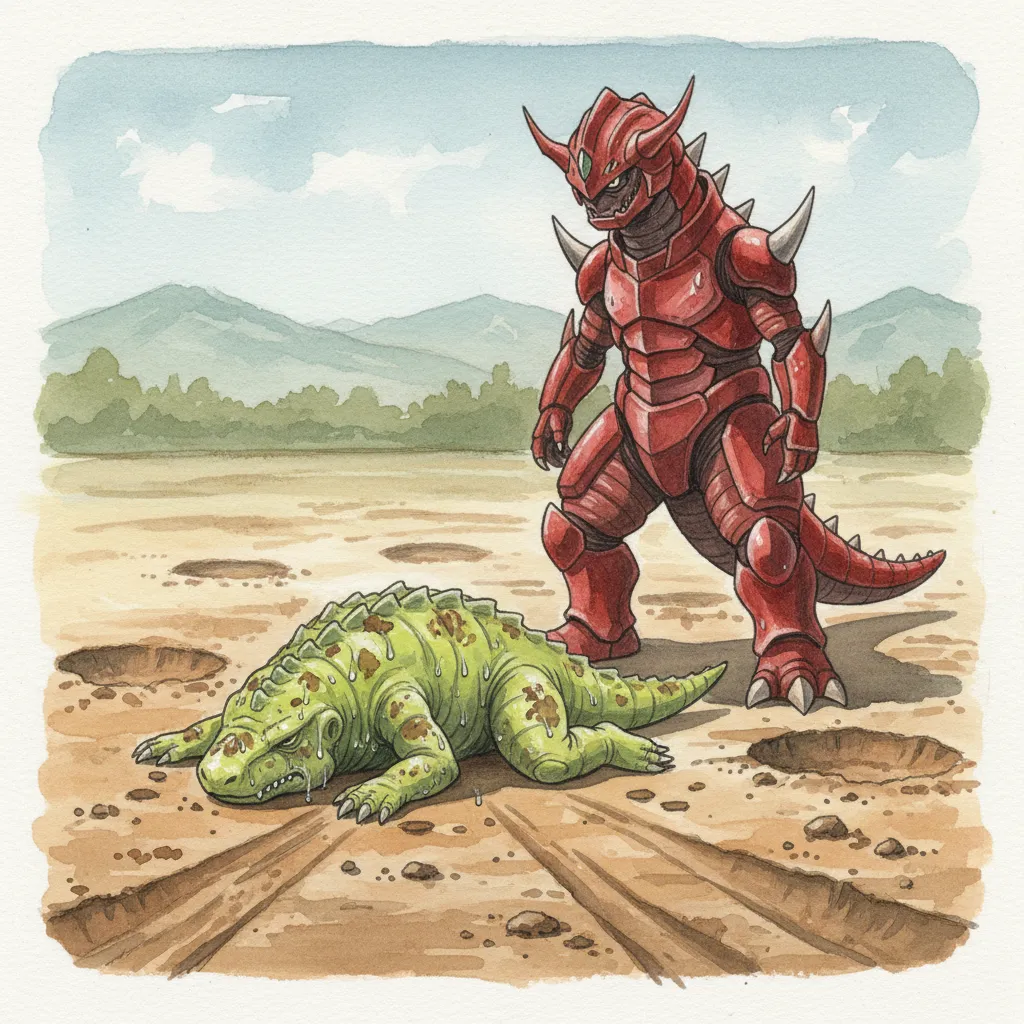 溶岩石の斜面を並んで駆け上がるガリョウとノビ