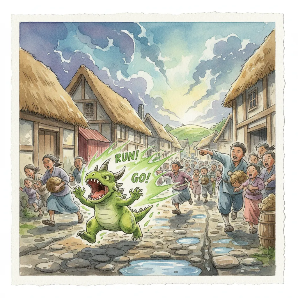 住民を守り終え、静かに立つ3匹